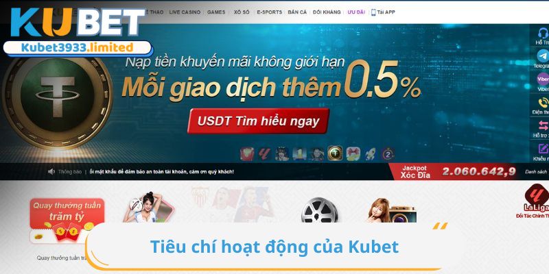 Thông tin trang chủ cùng tiêu chí hoạt động của Kubet