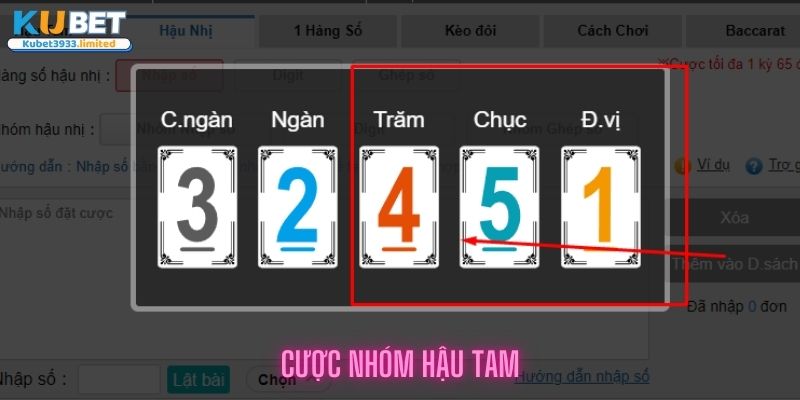 Hình thức cược nhóm hậu tam
