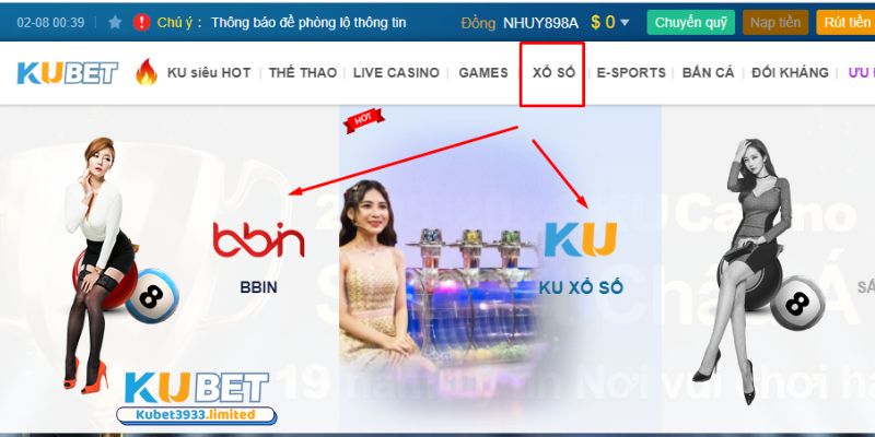 Truy cập sảnh Xổ số Kubet để bắt đầu